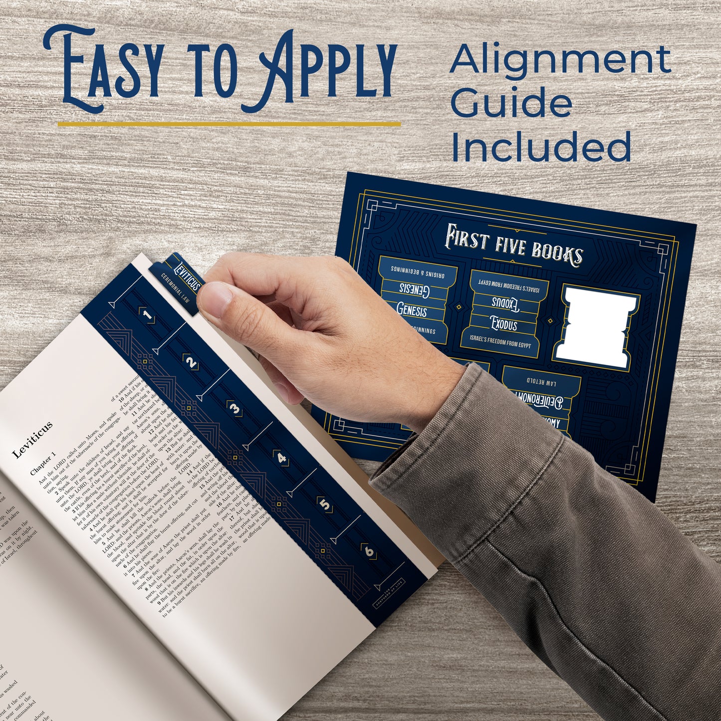 Kingly Blue Bible Tabs - Soul Nourishing Book Summaries - 66 Peel-and-Stick Laminated Bible Tabs Large Print