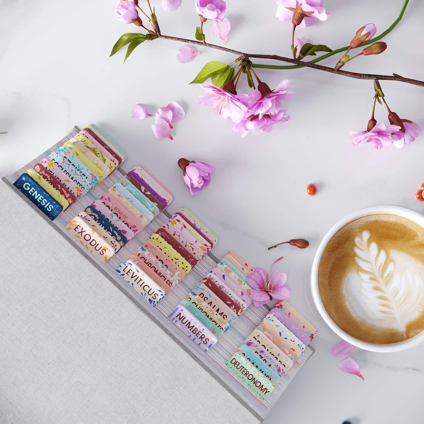Bloom Beauty Bible Tabs - Soul Nourishing Book Summaries - 66 Peel-and-Stick Laminated Bible Tabs Large Print