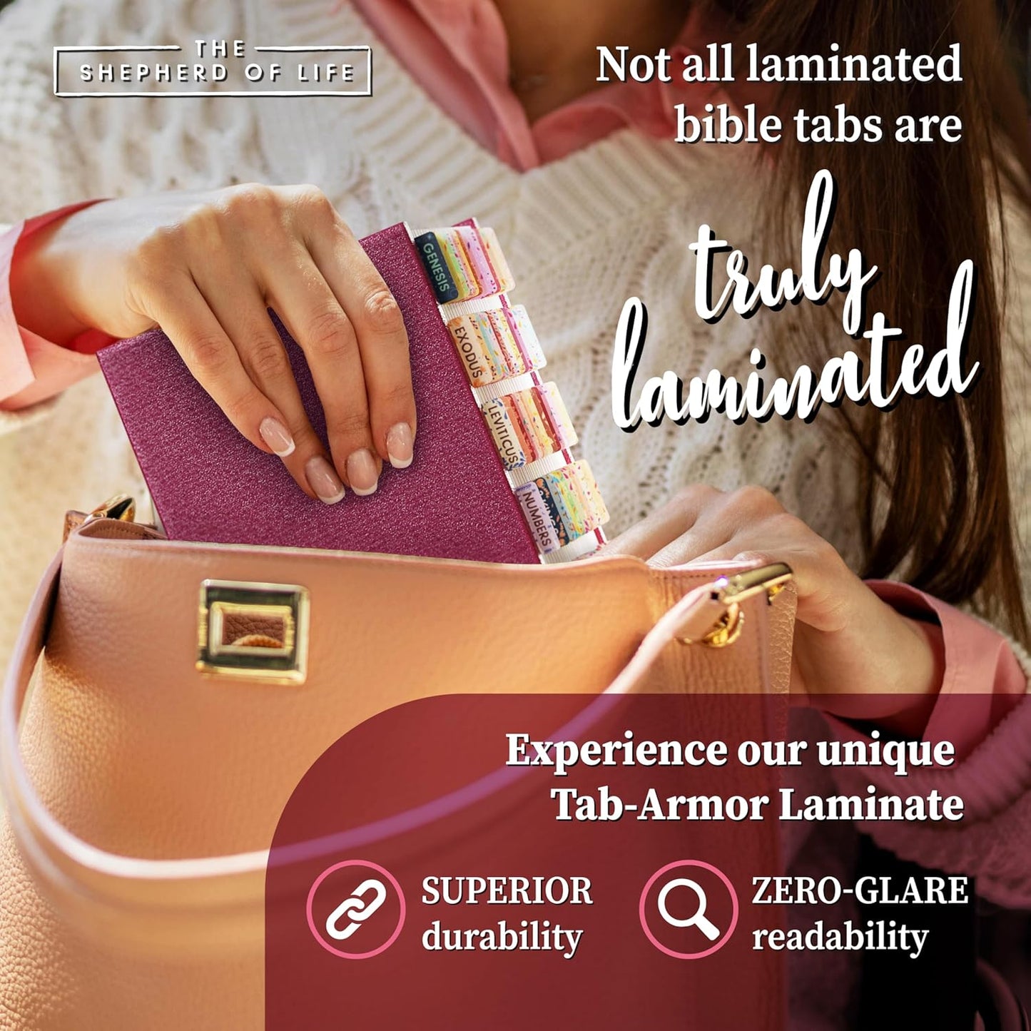 Bloom Beauty Bible Tabs - Soul Nourishing Book Summaries - 66 Peel-and-Stick Laminated Bible Tabs Large Print