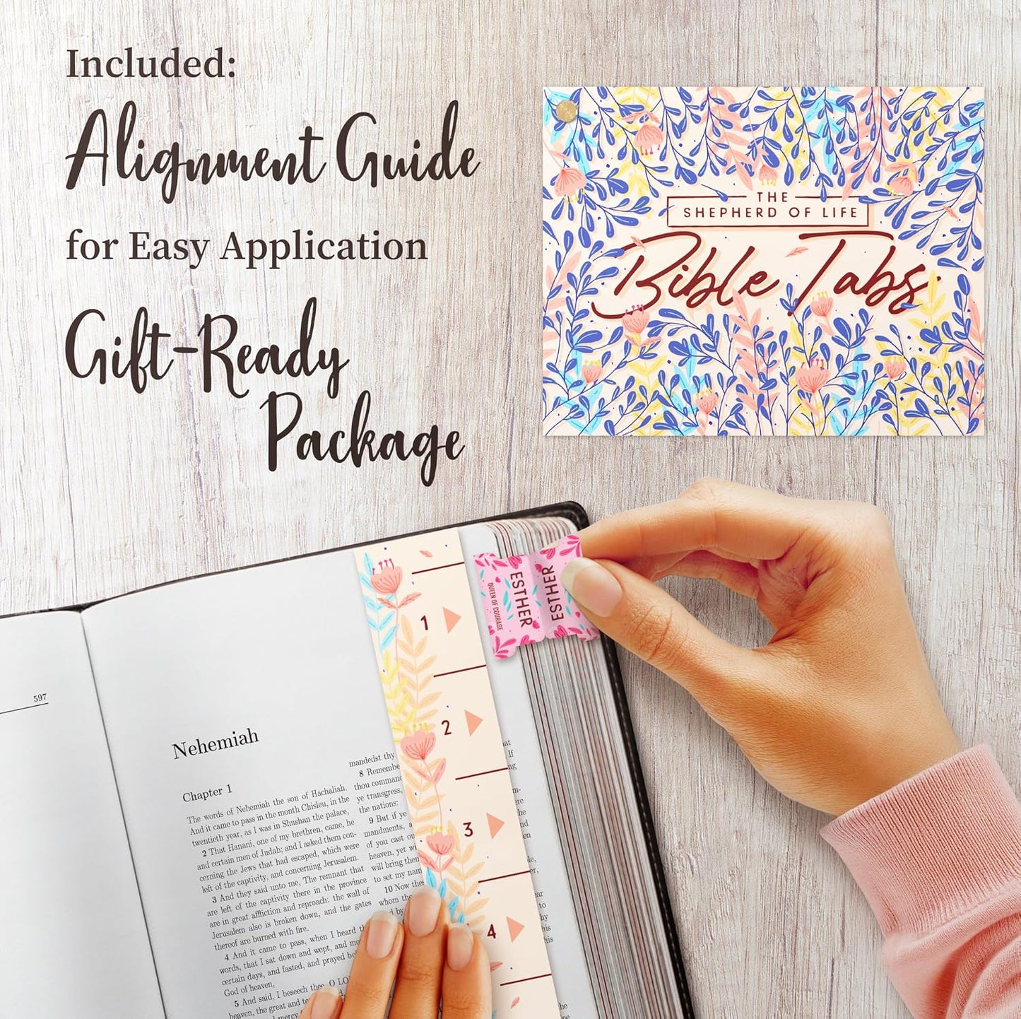 Bloom Beauty Bible Tabs - Soul Nourishing Book Summaries - 66 Peel-and-Stick Laminated Bible Tabs Large Print
